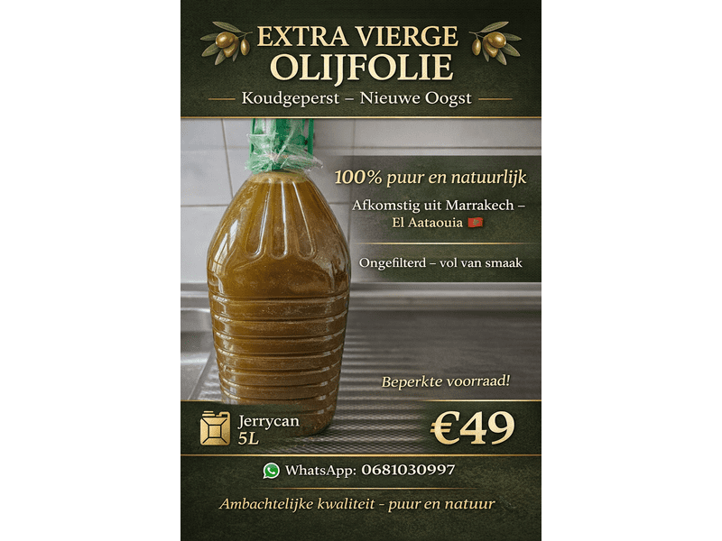 Extra Vierge Olijfolie 2026- Koudgeperst – Nieuwe Oogst 